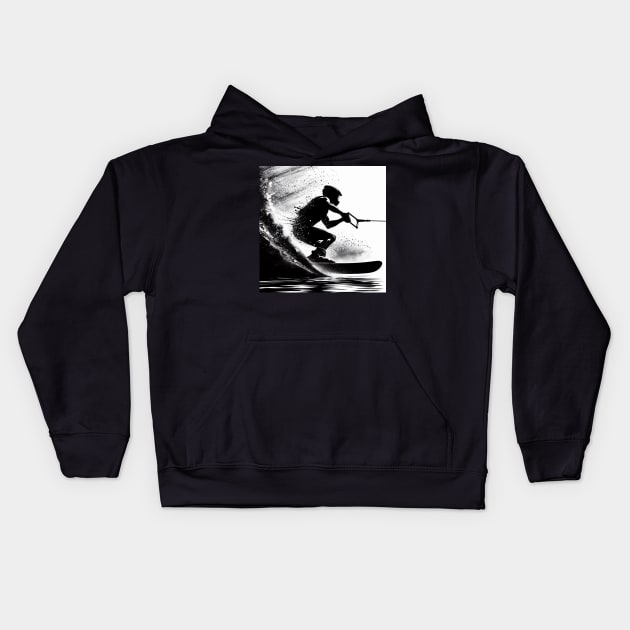 Water Skiing Kids Hoodie by Print Forge